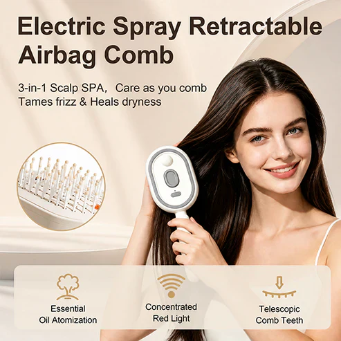 LAST DAY - BUY 1 GET 1 FREE 😍 Essential Oil Mist Air Cushion Massage Comb Self Cleaning Anti Static Hair Care Brush