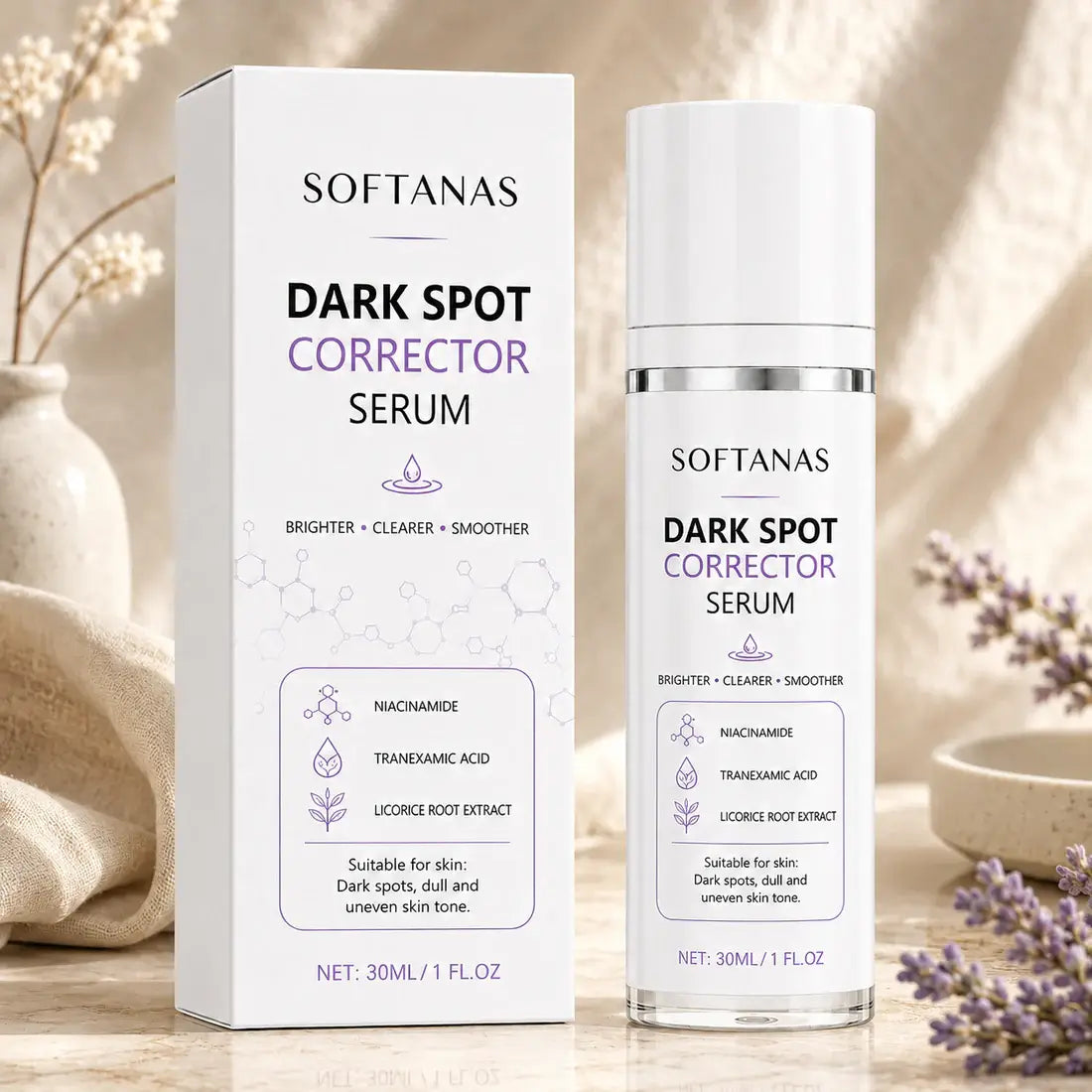 🔥Limited Time Offer🔥SOFTANAS Advanced Dark Spot Corrector Serum -Multi-Correction Brightening Formulafor Sun Spots, Age Spots, and Melasma