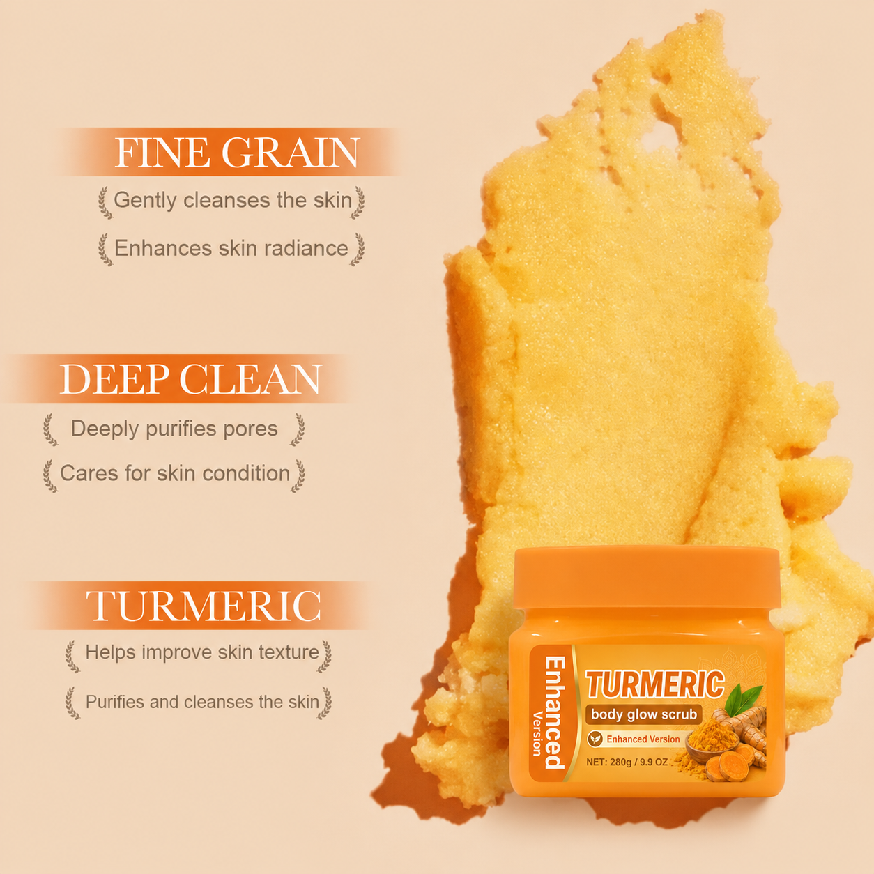 🌿Turmeric Nourishing Scrub – Gentle Exfoliation & Deep Hydration for Radiant Skin
