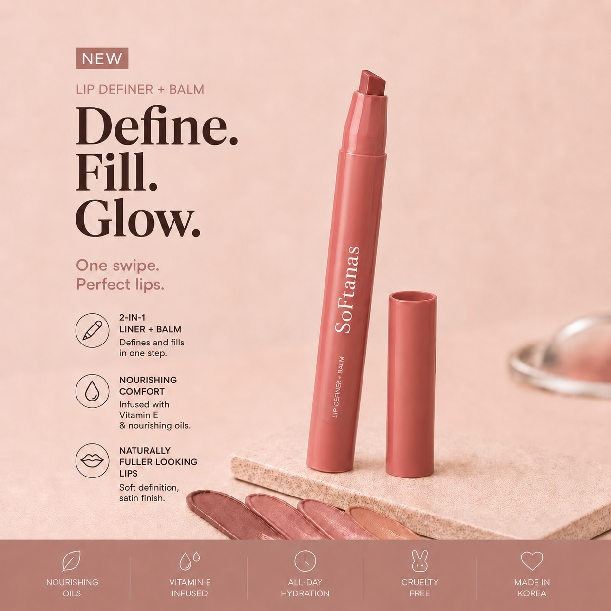 DoubleDown Lip Definer - 2-in-1 Lip Liner & Balm