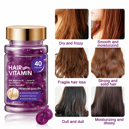 ✨Silky Smooth Hair Vitamin Capsules — 🧴Nourishing Leave-In Serum for Dry, Frizzy & Damaged Hair