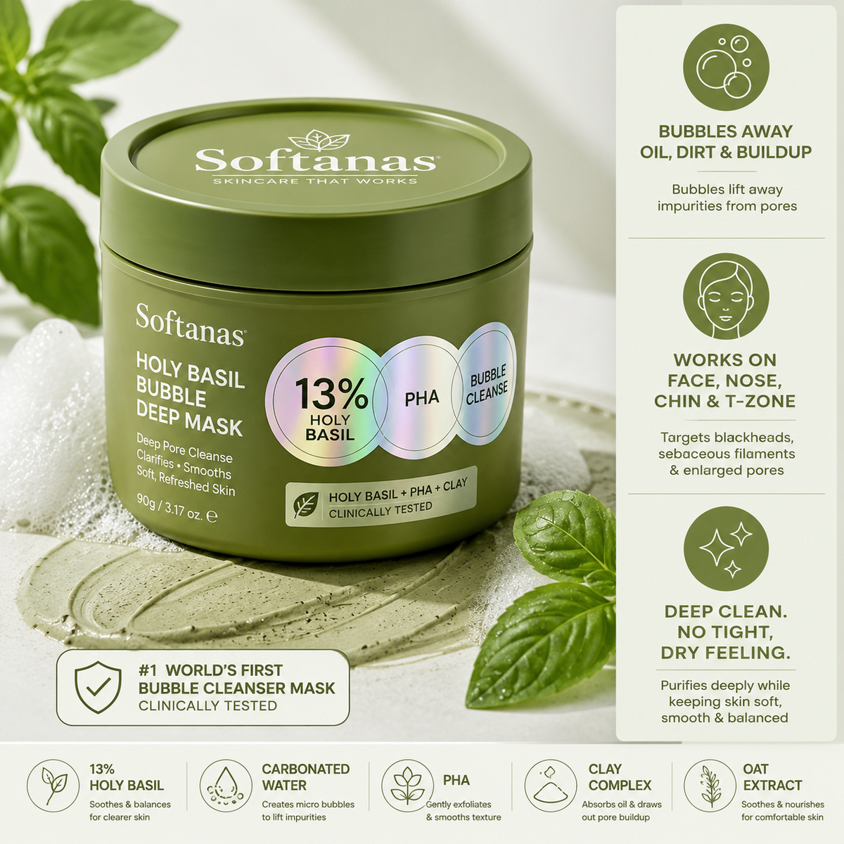 Softanas Holy Basil Bubble Deep Mask